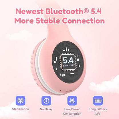 EarFun 2Packs Kids Bluetooth Headphones, K2 Kid Headphone with Volume Limited, 40H Playtime, Built-in Mic, Stereo Sound, Foldable Over-Ear Headphones for Kids/School/Travel - color: Pink&Blue