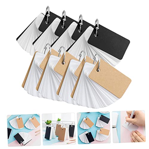 Operitacx 8Pcs Blank Flashcards Binder Ring Simple Style Memo Cards Portable Kraft Paper Memory Cards for Students Learning English - size: 7X4CM