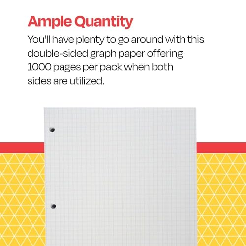 School Smart-86667 Double Sided Grid Paper, 3 Hole Punched, 8-1/2 x 11 Inches, 1/4 Inch Rule, White, Pack of 500