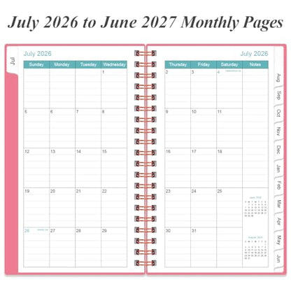 2026-2027 Pocket Planner/Calendar - 2026-2027 Planner from July 2026 - June 2027, Planner 26-27 with 12 Tabs, Twin-Wire Binding, Inner Pocket, 3.75" x 6.75, Pink - color: Pink, size: 3.75" x 6.75"