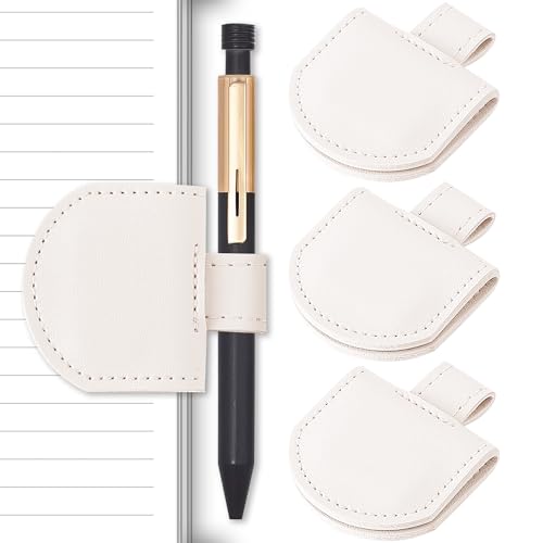SESENSE Magnetic Pen Holder for Notebook - 3 Pcs Leather Magnetic Bookmarks Holder for Reading Women, Book Lover Gifts for Bookish, Standard Size - color: White 3 Pcs, size: Standard Size