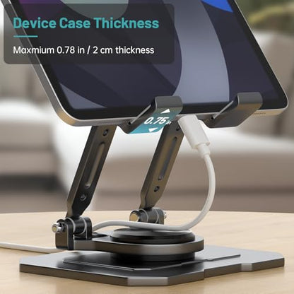 iPad Stand Tablet Holder for Desk,360° Rotation Metal Base Dual Rod Adjustable Height Holder,Compatible with 4.7-15.9" iPad Pro/Air/Mini,eReader,LG Pads,Nexus,Switch,iPhone Pro/Max/Air/Plus