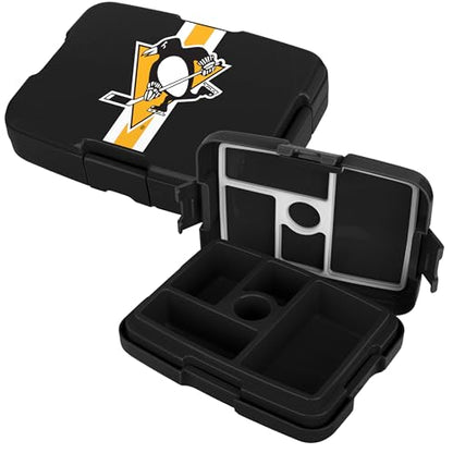 FOCO NHL Unisex-Adult Officially Licensed Team Color Stripe Primary Logo Hockey Leak Proof 5 Compartment Bento Lunch Box - Pittsburgh Penguins - color: Pittsburgh Penguins