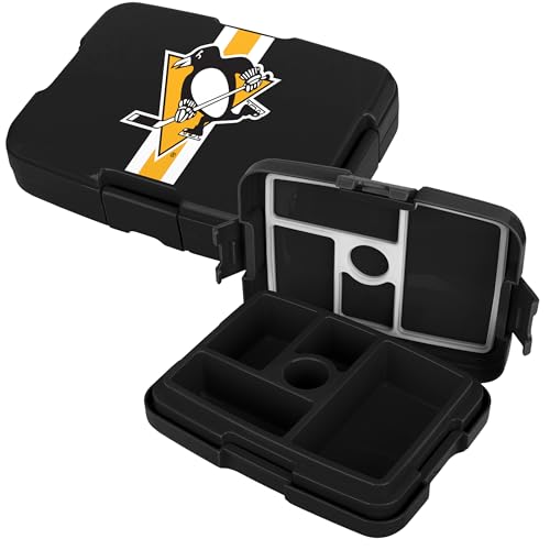 FOCO NHL Unisex-Adult Officially Licensed Team Color Stripe Primary Logo Hockey Leak Proof 5 Compartment Bento Lunch Box - Pittsburgh Penguins - color: Pittsburgh Penguins