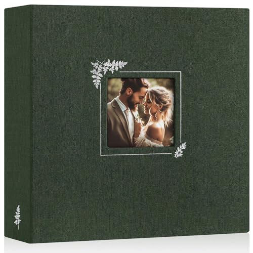 Lanpn Scrapbook Photo Album 12x12, Linen Window Design Cover Top Load 3 Ring Folder Binder Photobook Photo Book 12 x 12 inch with 30 Plastic Sleeves 60 Pages Green - color: Green, size: 12x12"