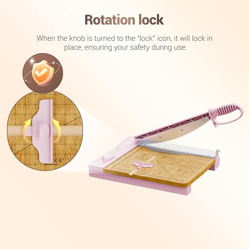 12 Inch Heavy Duty Paper Cutter, Wood Guillotine Paper Cutter & Paper Trimmer, 30 Sheets Capacity Paper Cutting Board for Classroom, Crafting, Cardstock Pink - color: Pink