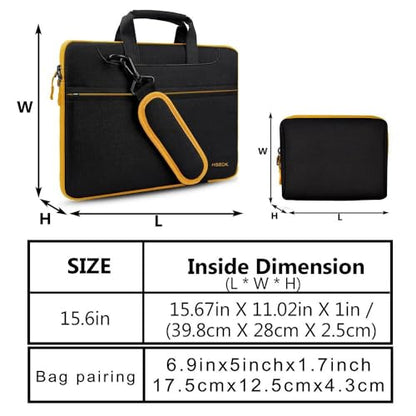 Hseok Laptop Shoulder Bag 15-15.6 inch Shockproof Water-Resistant HandBag with Small Case Compatible with MacBook Pro Neo 16" M5 M4 M3 M2 M1, Mac Pro Air 15", XPS 15/16, Most 15" 15.6" 16",BK-yellow - color: Black-yellow, size: 15"-15.6"
