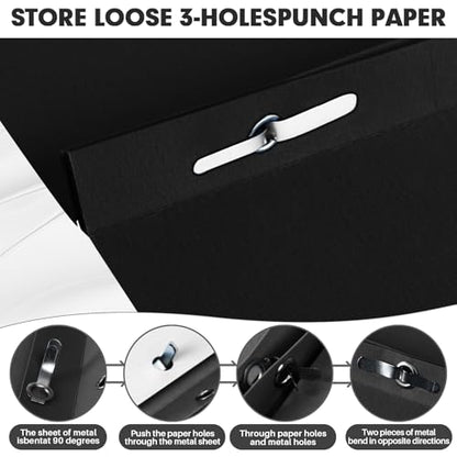 RAZCC 50 Pack Two Pocket Folders With Prongs, 3 Prong Folders Fit Letter Size Paper, File Folders for School Office Home Business, Black - color: Black
