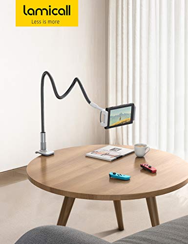 Lamicall Gooseneck Tablet Holder Mount : Flexible Arm Clip Tablet Stand for Bed, Desk Mount Gifts, Compatible with iPad Pro 11", Mini Air, Galaxy Tabs More 4.7 to 10.5" Phones and Tablets - color: Black