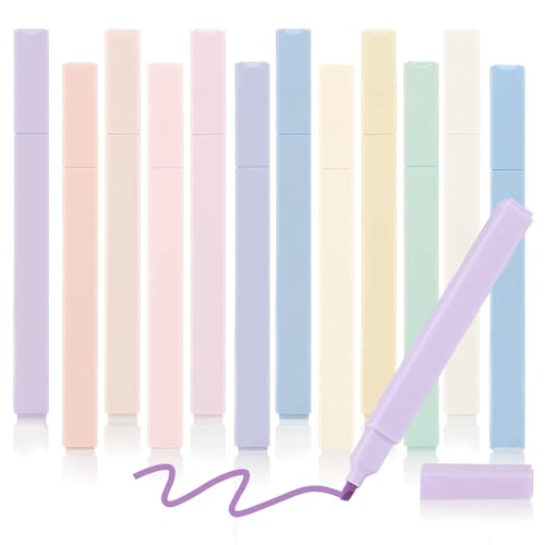 12 Pack Pastel Highlighters Set – Soft Chisel Tip Pastel Markers for Bible Marking, Reading, Drawing – Multicolor Kawaii Stationary – Aesthetic Highlighters for Office School Supplies(Vivid Color) - color: Vivid Color