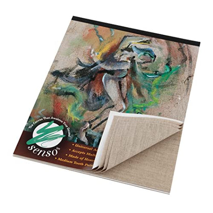 Senso Clear Primed Linen Canvas Pads - 11x14- Clear Primed Heavyweight Linen Sheets Travel-Friendly Canvas Paper for Acrylic Oil Painting Mixed Media Sketching Drawing - size: 11"x14"