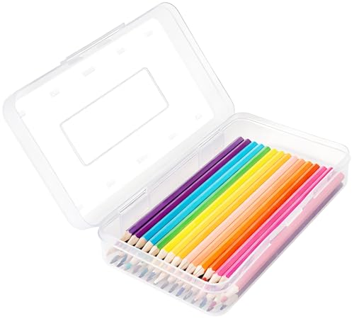Colored Plastic Pencil Box, Large Capacity Pencil Case, Pencil Boxs | for Kids Adults, Hard Crayon Box Storage with Snap-Tight Lid for School Office Supplies (Clear) - color: Clear