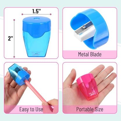 Mr. Pen- Manual Pencil Sharpeners, 3 Pack, Colorful | Portable Handheld Pencil Sharpeners with Snap-On Lid for Kids, School, Office, Home, Adults, Students, Class