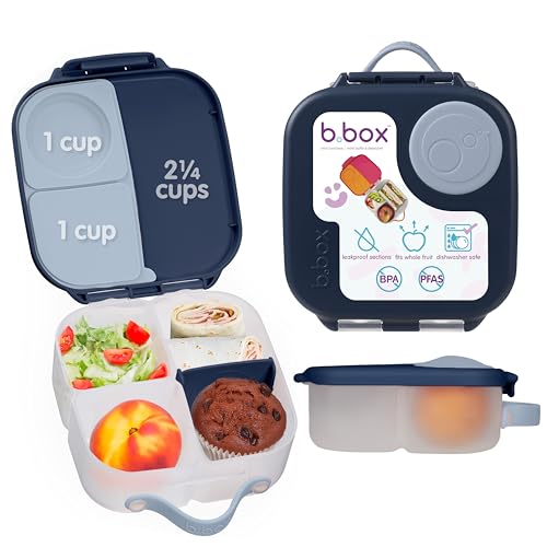 b.box Mini Lunch Box Kids | 4.25 Cup Leak Proof Bento Box for Kids Ages 3+ | 3 Compartment Snack Containers, School Lunch Container, Dishwasher Safe, BPA-Free, PFAS-Free - Midnight - color: Midnight, size: 1-pack