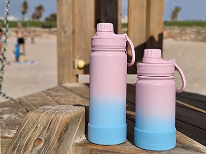 CHILLOUT LIFE 17oz Kids Insulated Stainless Steel Water Bottle with Leak Proof Spout Lid & 144 Stickers - color: Cotton Candy, style: 17 oz