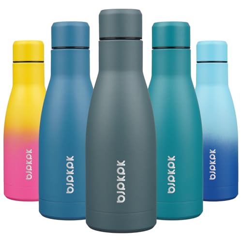 BJPKPK 12oz Water Bottles Stainless Steel Double Wall Vacuum Insulated Small Water Bottles for Travel,Deep Grey - color: Deep Grey, size: 12 Ounces
