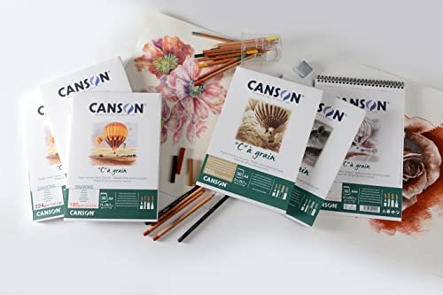 Canson "C à Grain A5 125g White Drawing & Sketching Paper Pad, 30 Sheets, Fine Grain Texture, Glued on Short Side, Ideal for Professional Artists - size: A5, style: 125gsm