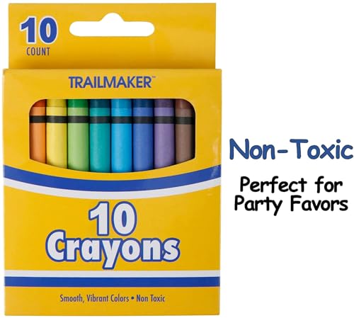 Trail maker 100 Pack Crayons Bulk for Kids, Classroom - Wholesale Bright Wax Coloring Crayons Party Favors in Bulk, 10 Per Box Art Set - color: Multicolour (100 Pack)