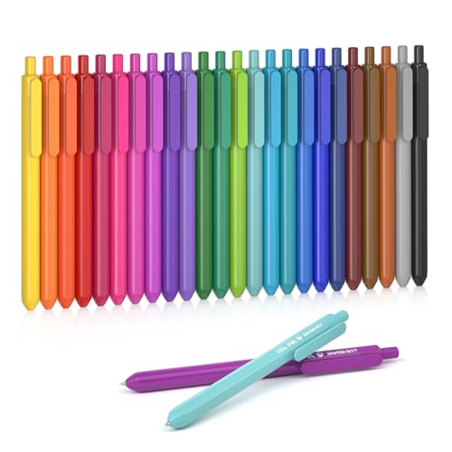 Shuttle Art Colored Retractable Gel Pens, 24 Bright Ink Colors, Cute Pens 0.7mm Fine Point Quick Drying for Writing Drawing Journaling Note Taking School Office Home - color: 24 Colors