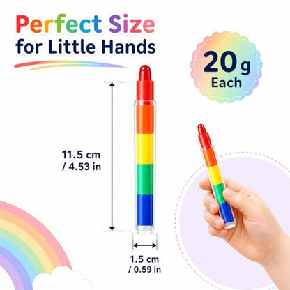 Dunzoom 30 Pcs Stacking Crayons Stackable Buildable Crayon 5 Colors Interchangeable Colorful Stackable Rainbow Crayons Party Favor for Office DIY Supplies