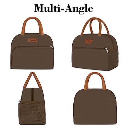 Coobiiya Lunch Bag Women, Lunch Box for Women Adult Men, Small Leakproof Cute Lunch Tote Large Capacity Reusable Insulated Cooler Lunch Container for Work/Office/Picnic/Travel-Brown - color: Brown