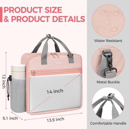 Ytonet Zipper Binder Bag, 2 Inch 3 Ring Binder with Zipper Fit 14 Inch Laptop, 500 Sheets Capacity Zippered Binders with Shoulder Strap & Removable O-Ring Pad for Middle School Student Girls, Pink - color: Pink, size: 2 Inch O-ring