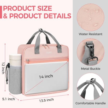 Ytonet Zipper Binder Bag, 2 Inch 3 Ring Binder with Zipper Fit 14 Inch Laptop, 500 Sheets Capacity Zippered Binders with Shoulder Strap & Removable O-Ring Pad for Middle School Student Girls, Pink - color: Pink, size: 2 Inch O-ring