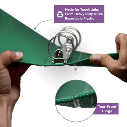 Carstens 2-Inch Heavy Duty 3-Ring Binder - Side Opening, Leaf Green, Durable Plastic, Precision No-Gap Rings, Waterproof Covers, No Pockets, Holds 300 US Letter Sheets, BPA-Free, Made in USA (2844-3R) - color: Green, size: Individual