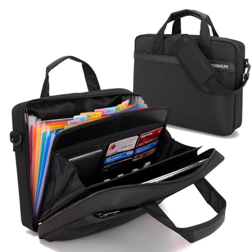 BARDOLPH Accordian File Folder with Handle, 12 Pocket Expanding Folder with Zipper, Heavy Duty Accordian Organizer (Black) - color: Black