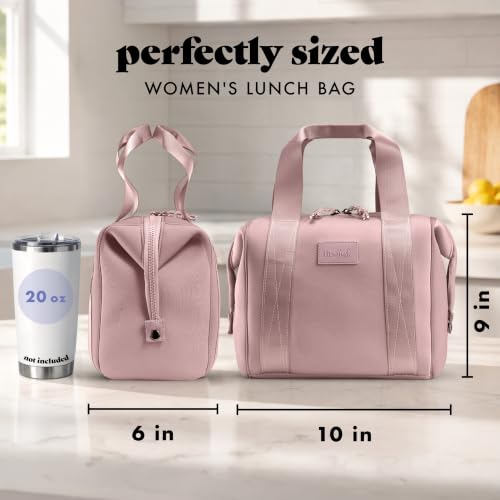 Fit & Fresh Remi Lunch Bag for Women Work – Neoprene Lunch Tote with Containers & Ice Pack, Reusable Meal Prep Lunch Box, Large Capacity, Machine Washable, Mauve - color: Mauve