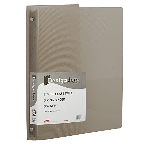 JAM PAPER Plastic 0.75 inch Binder - Smoke Grey 3 Ring Binder - Sold Individually - color: Smoke, size: 0.75 inch