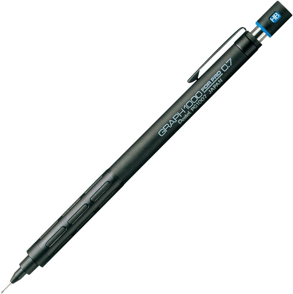 Graph 1000 for Pro Mechanical Drafting Pencil + Ain HB/B/2B leads, original Black slim pen case (0.7) - size: 0.7 mm