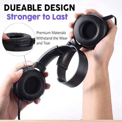 Bulk Kids Headphones for School Classroom 5-Pack,Durable Wired On-Ear 3.5mm Plug for Kids,Students,Computer,Kindle Fire,Chromebook,Laptop,Mobile Phone-Black - size: 5 PACK