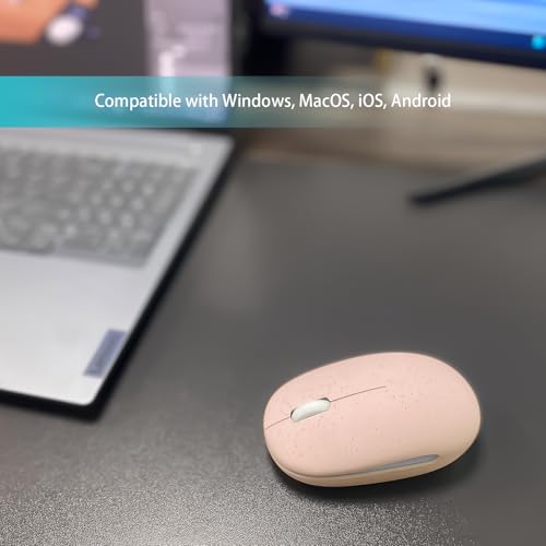Wireless Mouse (Bluetooth+2.4G) Rechargeable Portable Silent Quiet Computer Mouse with 4000 DPI for Laptop/PC/Mac/MacBook/Chromebook/Surface Pro/iPad/Tablet Ambidextrous (Pink)