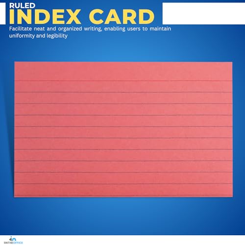 1InTheOffice Ruled Red Index Cards 3x5, Cherry Red, 200/Cards