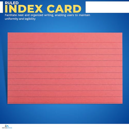 1InTheOffice Ruled Red Index Cards 3x5, Cherry Red, 200/Cards