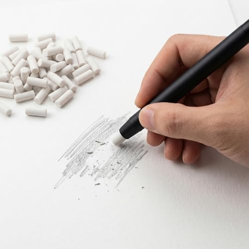 50 PCS Mechanical Pencil Eraser Refills, Refill Erasers for Propelling Pencils, White Universal Traceless Eraser Replacement for Office, Notebook, Drafting, School, Traceless, Smudge-Free