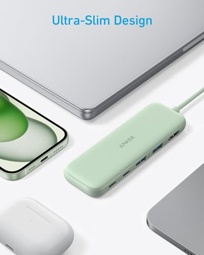 Anker USB C Hub, 5-in-1 USBC to HDMI Hub with 4K Display, 5Gbps USB-C and 2 5Gbps USB-A Data Ports for MacBook Pro, MacBook Air, Dell XPS, Lenovo Thinkpad, HP Laptops and More (Green) - color: Green