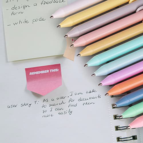 WY WENYUAN 12-Pcs Ballpoint Pens, Comfortable Writing Pens, Pastel Retractable Pretty Journaling Black Ink Medium Point 1.0 mm Gift Pen, Cute Pens Office Supplies for Women - color: 12 pack colorful pens new