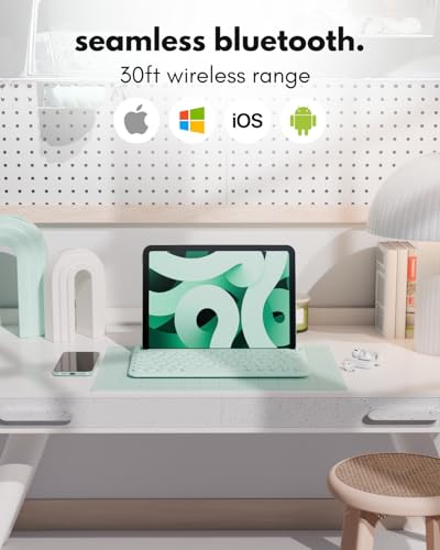 Macally Bluetooth Keyboard for Tablet | Wireless Keyboard for iPad mini/Air/Mini, iPhone (Multi-Device, Built-in Stand, Rechargeable) Easy to Use and Cute Portable - Mint Green - color: Mint Green
