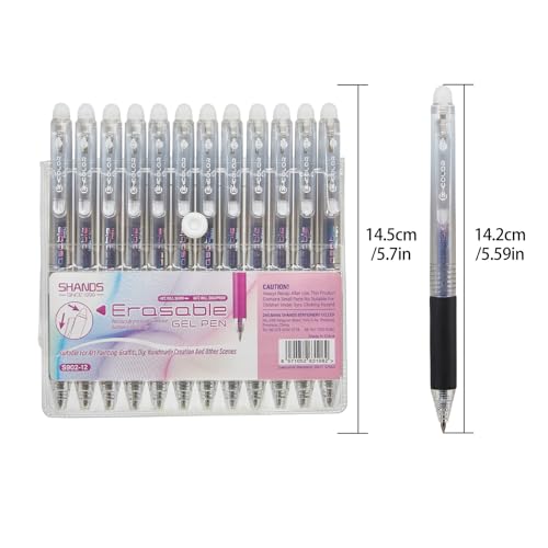 12Pcs Retractable Erasable Gel Pens Clicker,Fine Point 0.7mm Smooth Writing Pens,For Writing Journaling Taking Notes School Office Home. (12Black) - color: 12Black