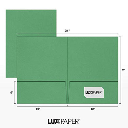 LUXPaper 9" x 12" Presentation Folders | Two Pocket | Holiday Green | 100lb. Cover | 10 Qty - color: Holiday Green