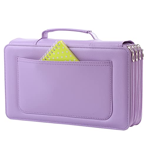 Colored Pencil Case- 300 Individual Slots Pencil Holder Pen Bag Large Capacity Pencil Organizer with Handle Strap Handy Colored Pencil Box with Printing Pattern - color: Purple, size: 300