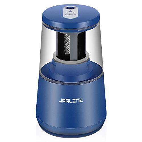 JARLINK Electric Pencil Sharpener, Heavy Duty Helical Blade, Auto Stop | Suitable for No.2/Colored Pencils(6-8mm), Dual Power AC Adapter/Battery Operated in School Classroom Office Home, Blue - color: Blue