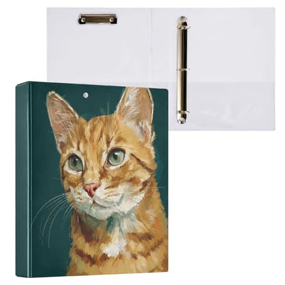 Fustylead American Shorthair Cat Impressionist Painting 3 Ring Binder, D-Rings 1.5" Hardcover Folder, Fits 200 Sheets of A4 Paper, Durable Clipboard & Clean View with Inside Pockets for School Home Of - size: 12.4x10.63x2.36 Inch-1 Pack