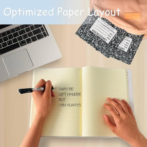 Left Handed Composition Notebook, Black Marble Left Handed Notebooks | 9.75'' x 7.5', Hard Cover Left Handed Notebooks for Adults, 160 Pages, College Ruled, For Adults and School, 2pk - color: Black Marble 2PK
