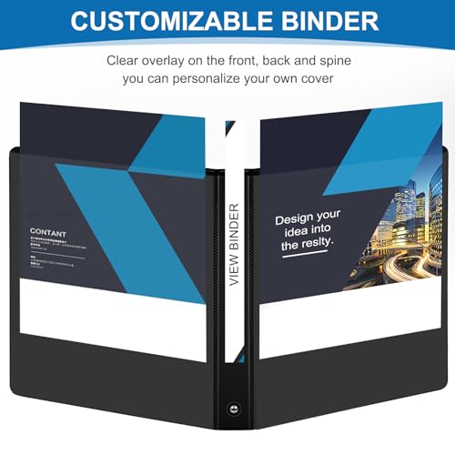 SUQJOY 1-inch 3-Ring Binder, 1" Round Ring Binder with 2 Inside Pockets, 8 Pack Black Binders, Clear View Cover, Holds 8.5'' x 11''Paper for Office/Home/Back to School - color: Black, size: 1 inch, style: 8pack