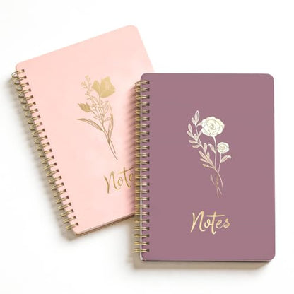 Prelady 2 Pack Pink & Purple A5 Spiral Notebook, College Ruled Bible Journal for Women with Storage Pocket, Aesthetic Back to School Supplies for Teen Girls - color: Pink & Purple