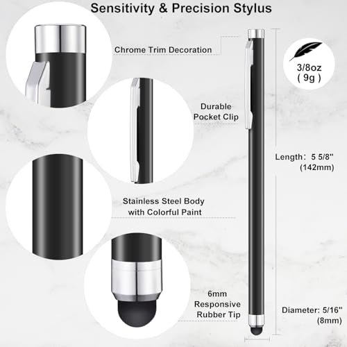 Linfanc Stylus Pens for Touch Screens - 12 Pack High Sensitivity and Precision Capacitive Stylus, Matte Black with 24 Extra Tips - color: Matte Black 12