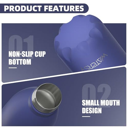 WATERSY Stainless Steel water bottles,17oz/500ml Insulated Water Bottles,Deep Blue metal water bottle Keeps Drink Cold and Hot,BPA Free kids water bottles for School,Gym,Travel,Sports - color: Deep Blue